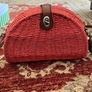 Patricia Nash Orange half moon wicker Bag
